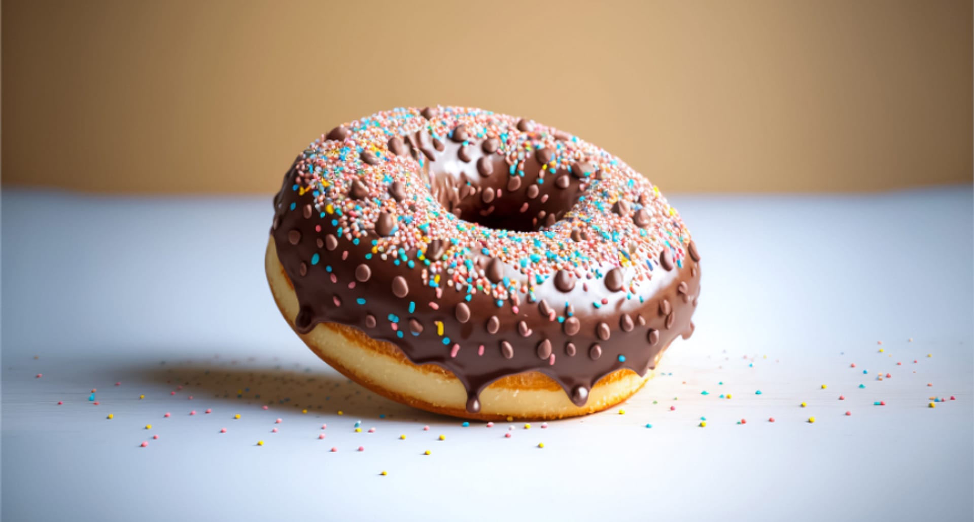 Donat cokelat dengan taburan meses