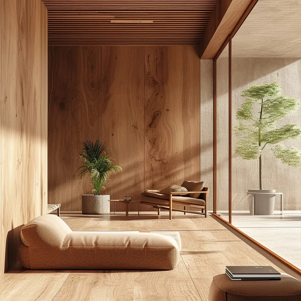 Proyek Ruang Santai Berpanel Kayu Alami