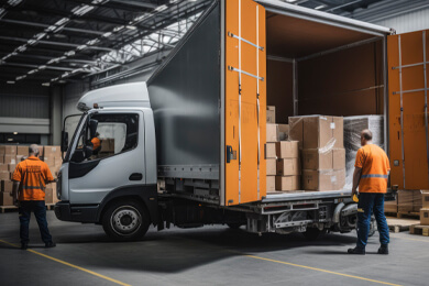 Kardus dimuat ke truk