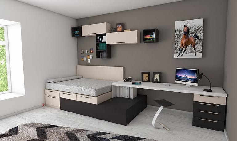 Kamar tidur dengan meja belajar