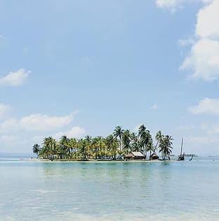Pulau tropis berpohon kelapa
